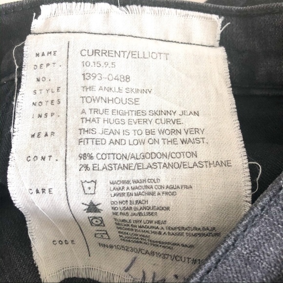 Current/Elliott Black The Ankle Skinny Jean Size 24 - Picture 11 of 11